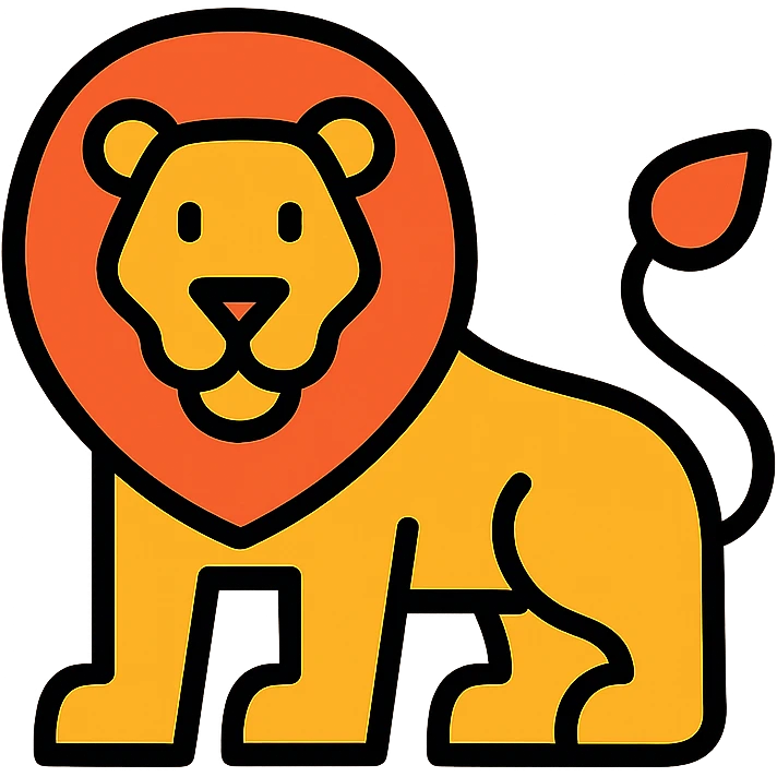 lion icon, geometric shapes, clean lines, modern icon style emoji