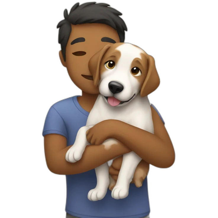 Human hugging dog emoji