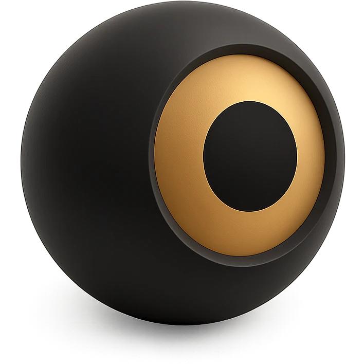 black themed eyeball, simple and bold, with a high contrast pupil and iris emoji