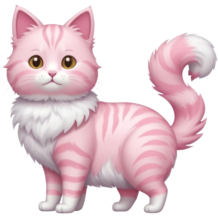 cute pink cat, full body. different body shape, side view. emoji
