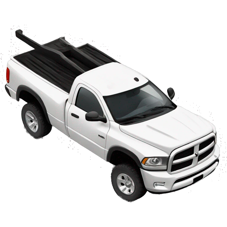 White lifted dodge truck with a black ranch hand bumper emoji
