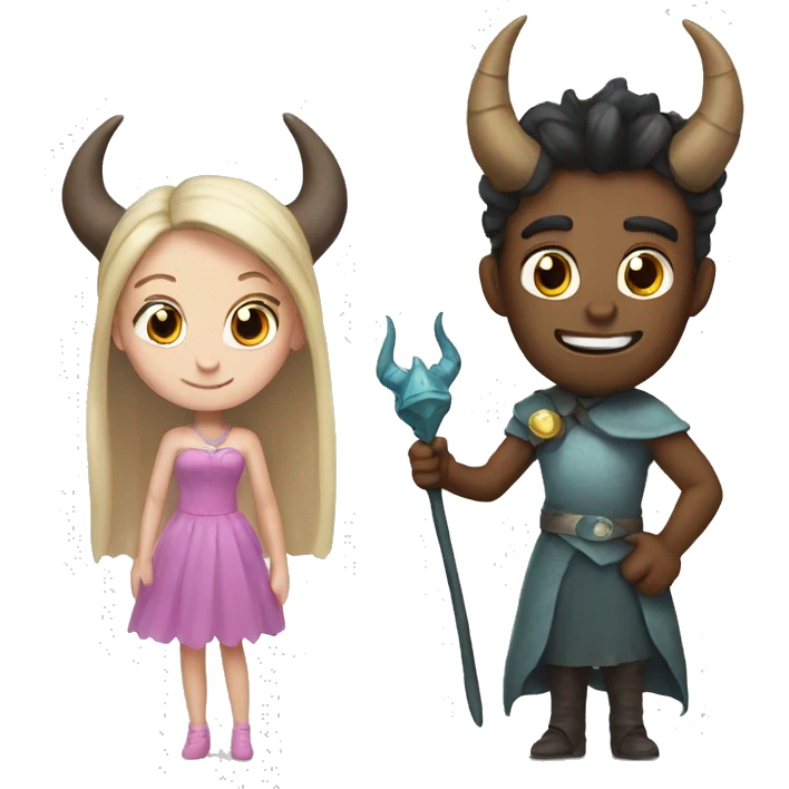 a princess and a monster with horns emoji
