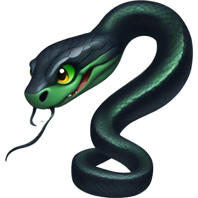 black snake with green eyes emoji