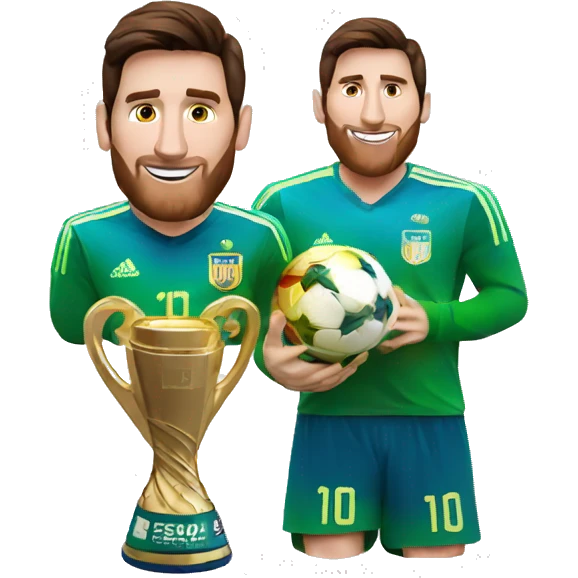 Messi and world cup trophy emoji