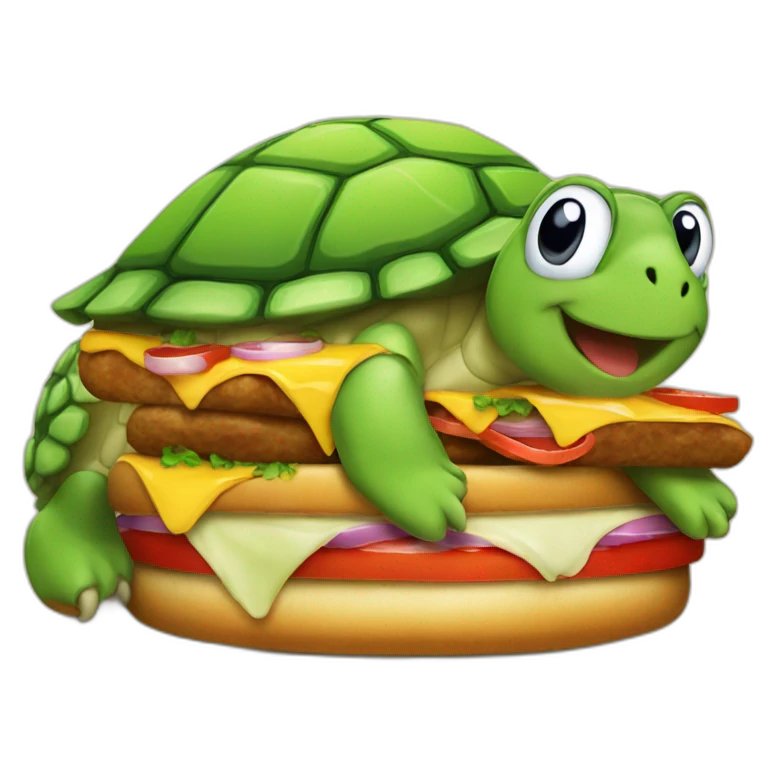 turtle eating burguer emoji