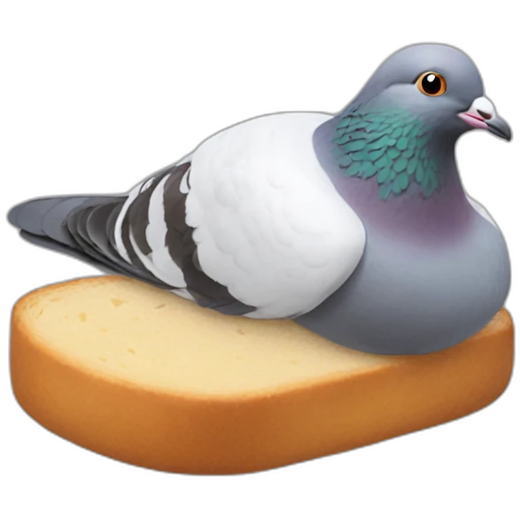portrait pigeon bread on head emoji
