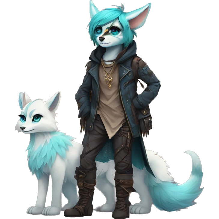 Cool cute Kawaii edgy fantasy animal  fursona Fionbri by griffsnuff & LiLaiRa & Falvie full body emoji