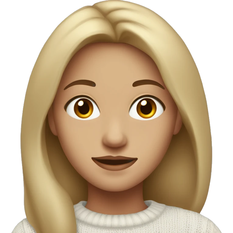 Dark-blonde girl witn brown eyes in white sweater  emoji