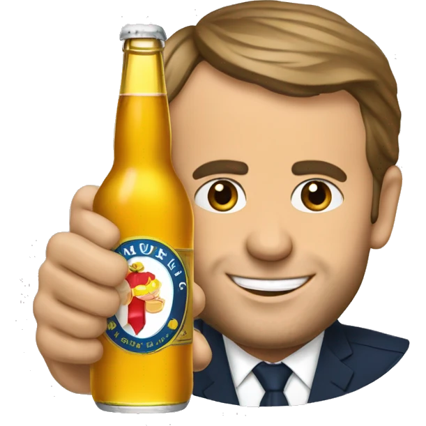Macron avec une bière  emoji