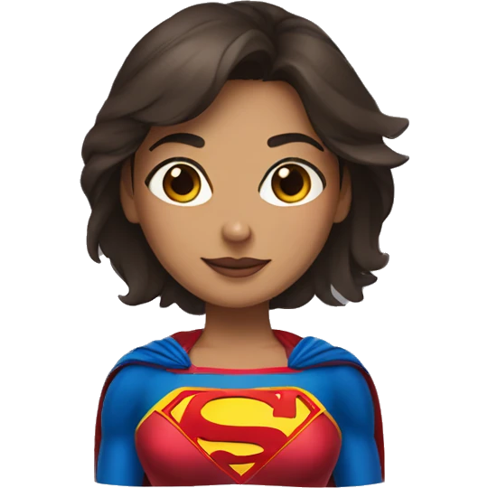 Brune girl with a superwoman costume emoji