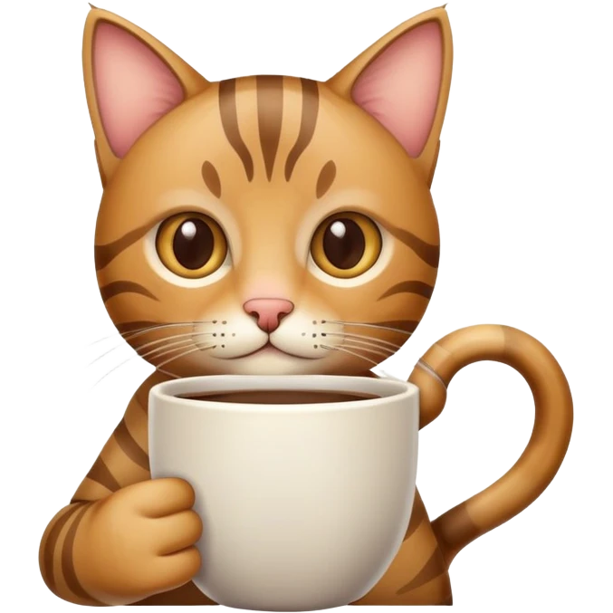 tabby cat programmer with coffee mug emoji