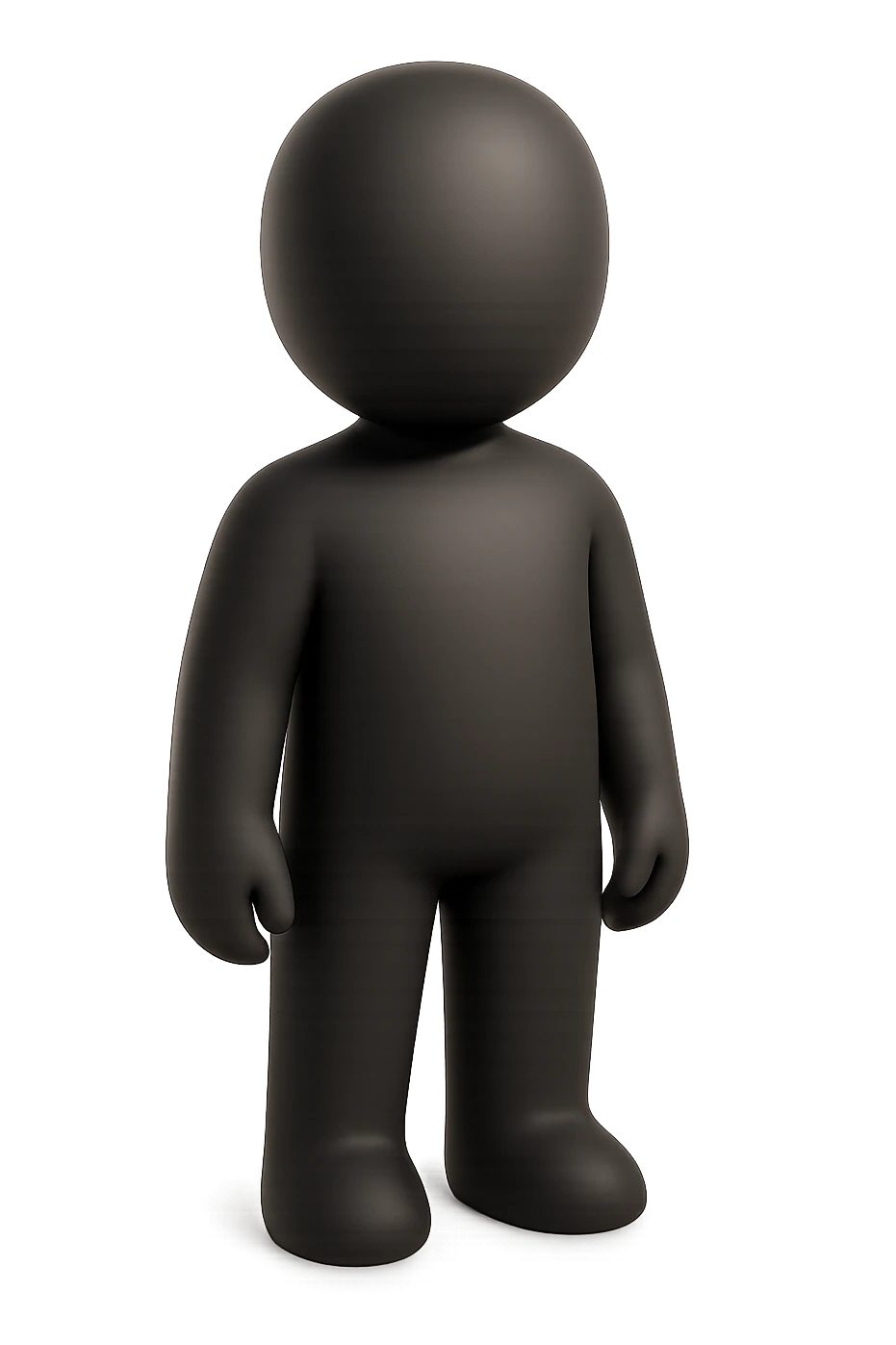 Matte black mannequin in the style of a default avatar. Monochrome with no lines. emoji