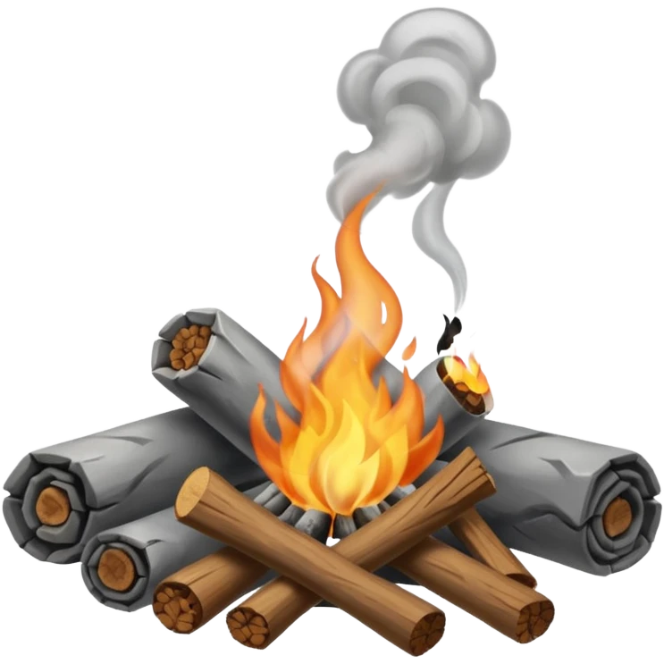 Campfire smoking many smoke emoji