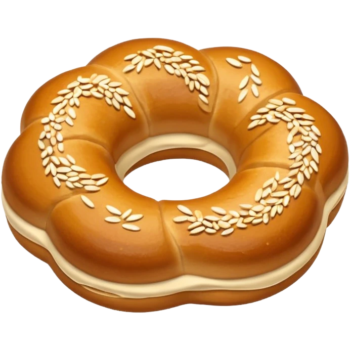 Isometric laugenbrezel with sesame seeds, golden brown, soft shadows emoji