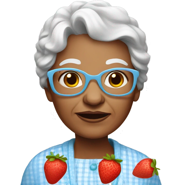 Granny with strawberries with white skin emoji