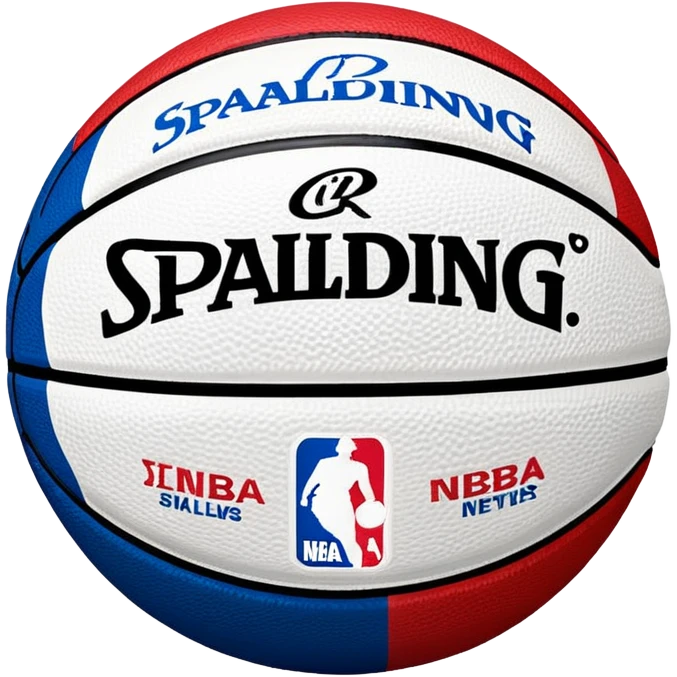 Basketball with Spalding and NBA logos, colored in white, blue, and red stripes (Russian flag colors) emoji