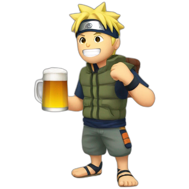 Naruto drinking a beer emoji