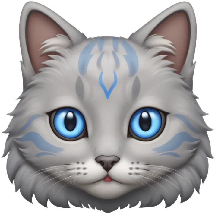 a gray cat with blue eyes on its FOREHEAD emoji