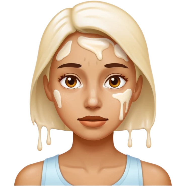 Woman sweating with white cream on her face emoji