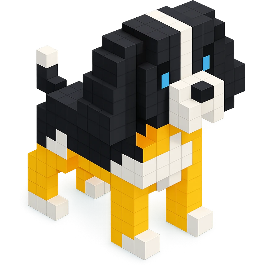 black and white Russian Cocker Spaniel puppy in standing pose emoji