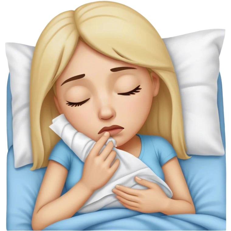 Woman In bed with sinus pain  emoji