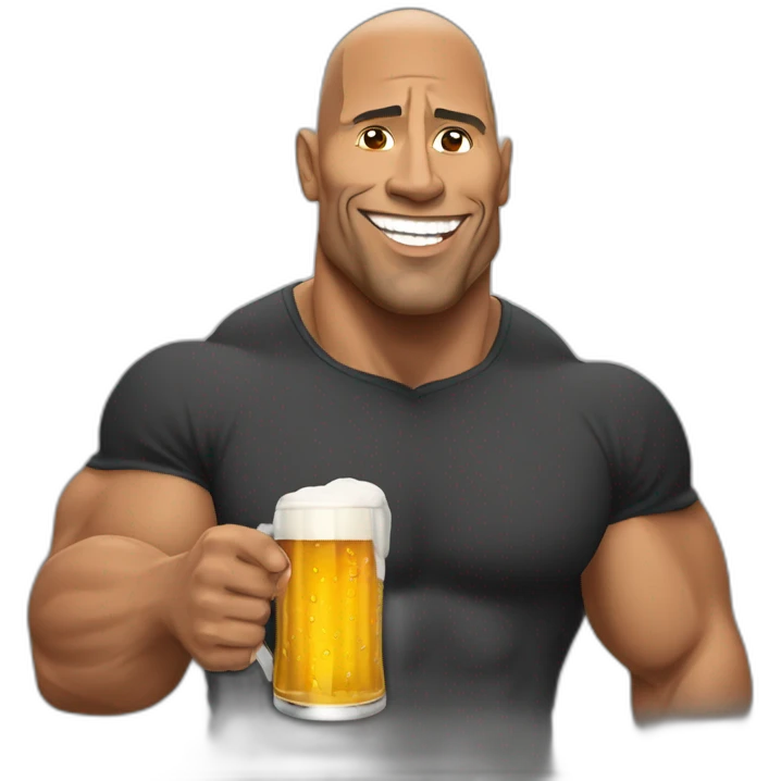 The rock qui boit une bière emoji