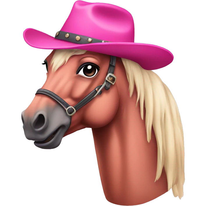 Pink horse with western hat emoji