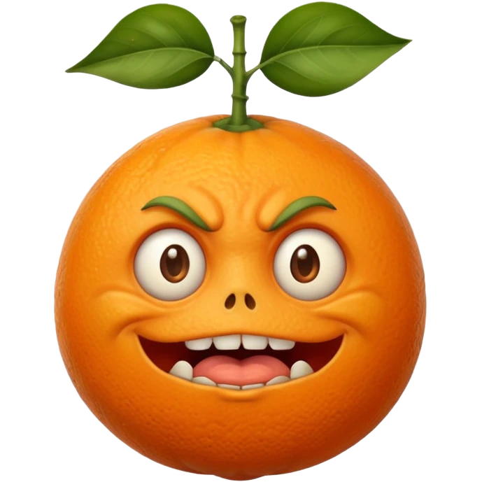 Orange with ugly face emoji