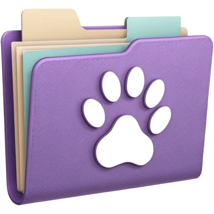 a pastel folder of documents with a pawprint on it emoji