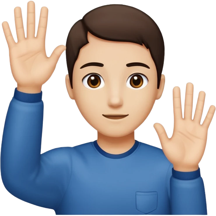 A person holding your hands up and on the left-hand, it says six on the right one it says seven emoji