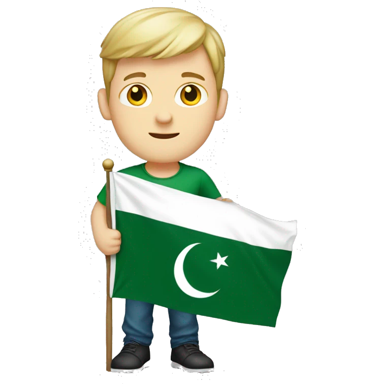 White boy holding Pakistan flag emoji