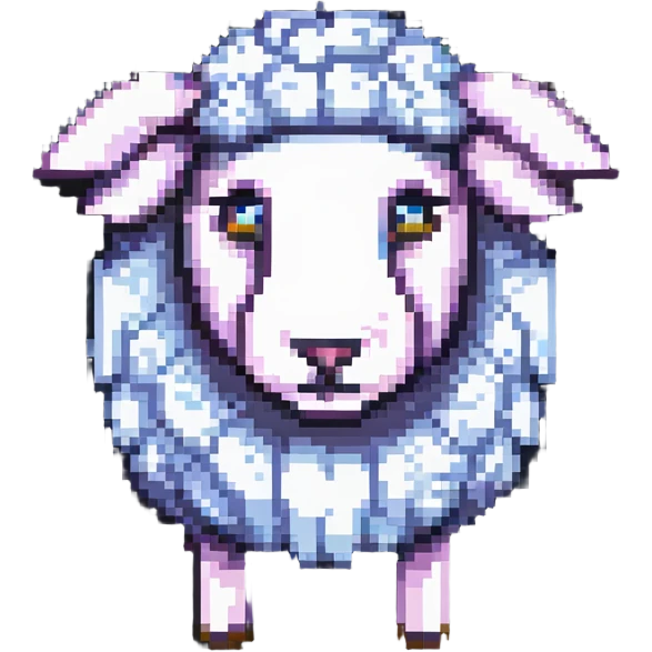 maximum blocky ultra-abstract pixel art Minecraft sheep emoji with only 2-4 large square pixels emoji
