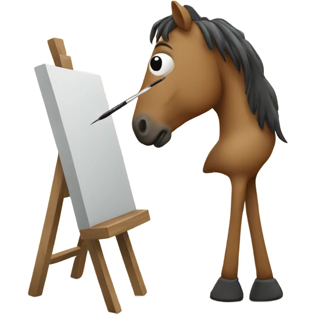 horse standing in front of an easel with a paintbrush emoji