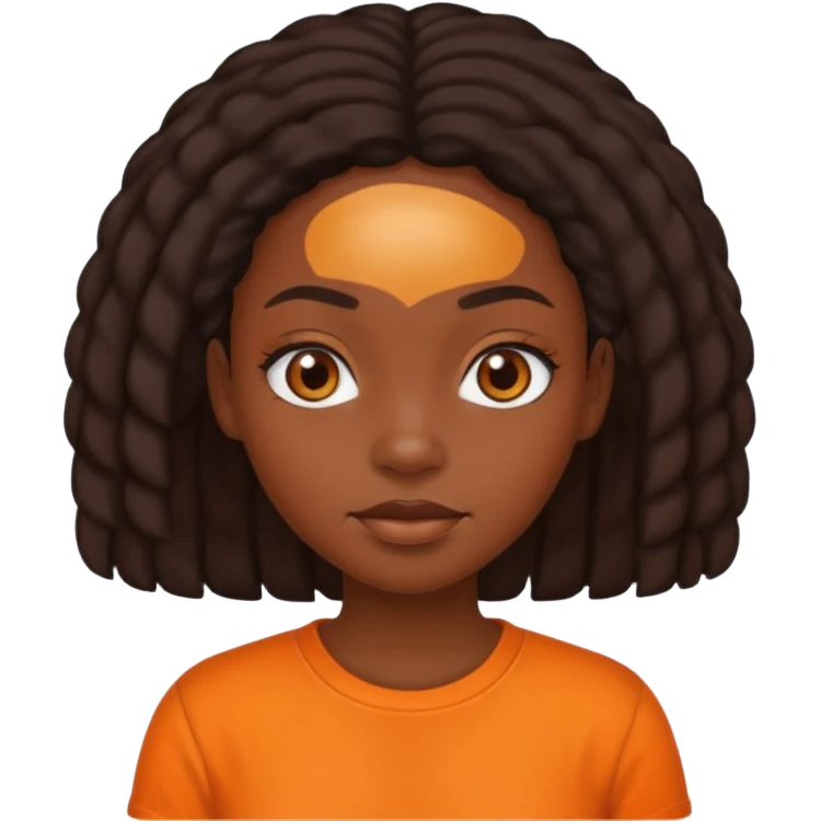 black girl with orange shirt emoji