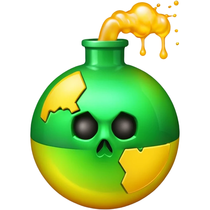 create a poison bomb which is radioactive in color, make the poison inside spoiling out and make the bomb gradient from green to yellow, make the bomb a sphere emoji