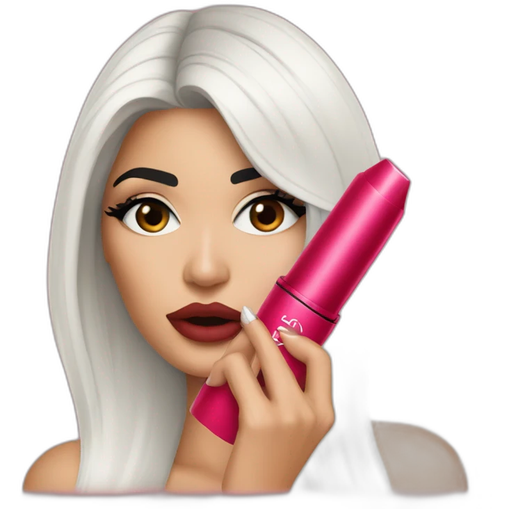 Kylie Jenner holding her lipstick  emoji