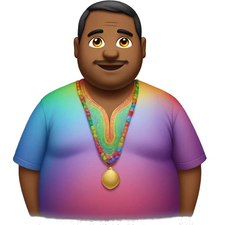 fat indian man that is wearing a rainbow shirt  emoji
