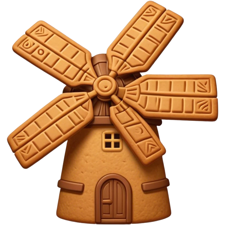 Speculaas Cinematic Realistic Speculaas Biscuit Emoji, depicted as a spiced speculaas cookie crafted in the shape of a windmill and warm, inviting lighting. emoji