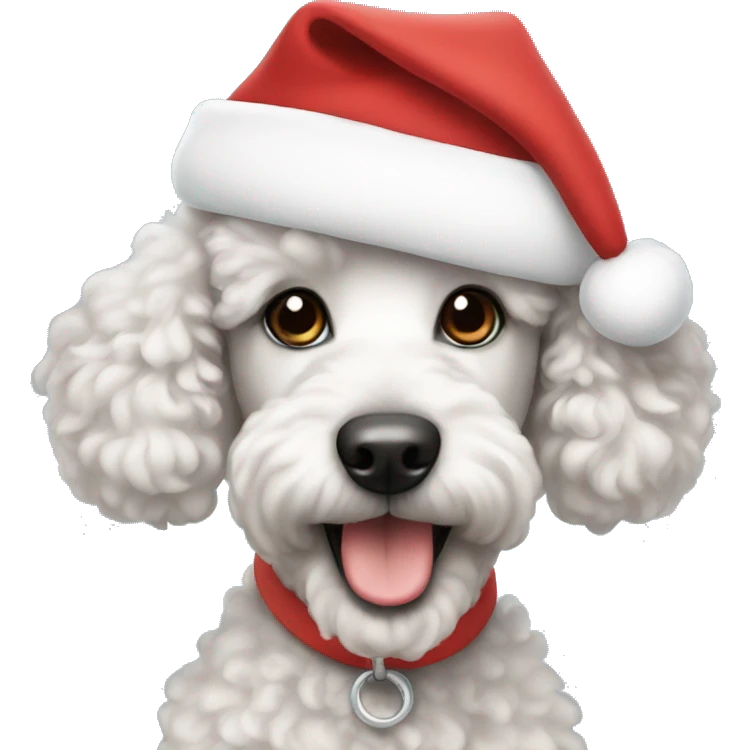 poodle puppy wearing santa hat  emoji