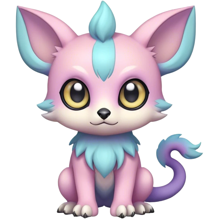 Adorable colorful chibi pastel edgy fantasy animal hybrid Fakemon full body, big Eyes emoji
