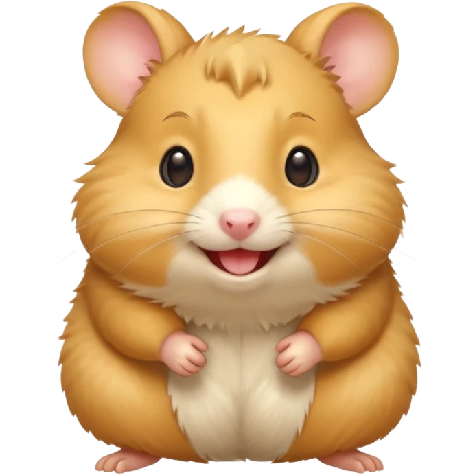 Yellow hamster, smiling, energetic pose
 emoji