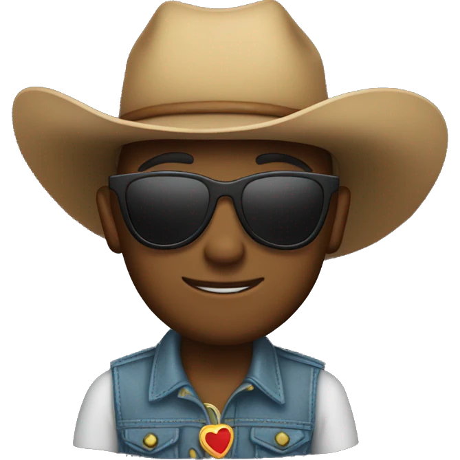 cowboy wearing loveheart shaped sunglassess emoji