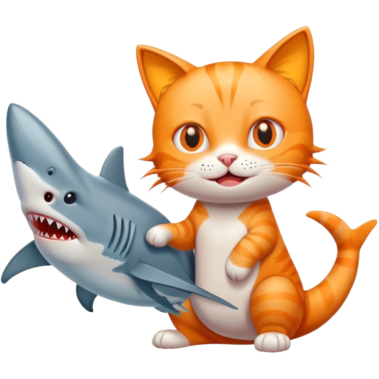 orange cat with shark emoji