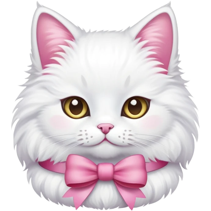 white cat with a pink bow emoji