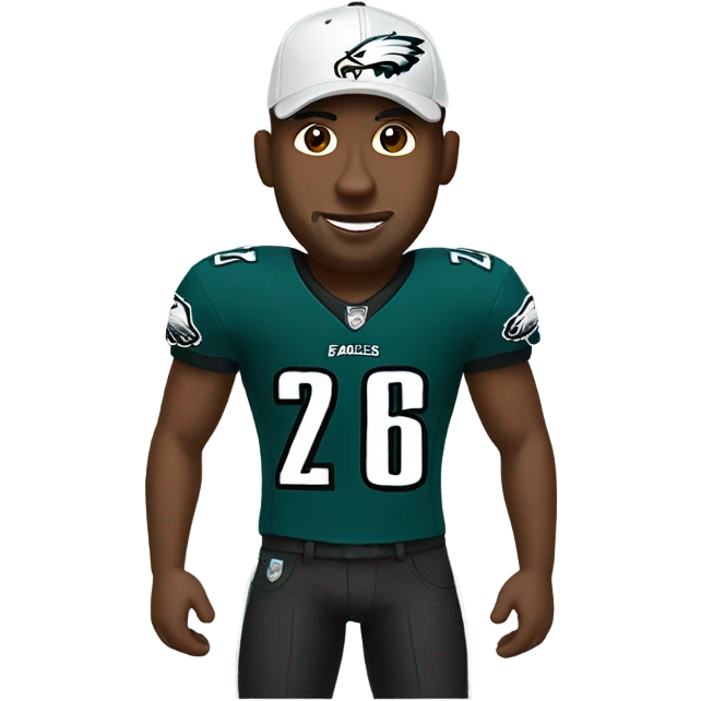 Black man with eagles jersey and hat on  emoji
