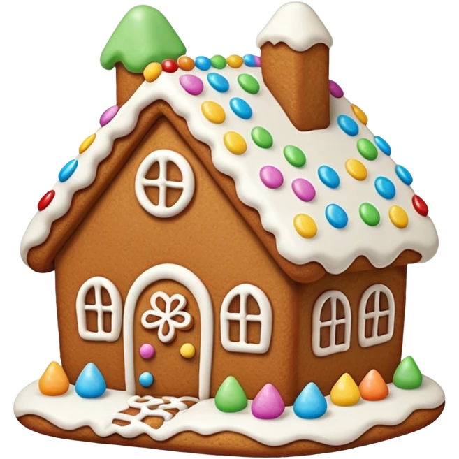 cute gingerbread house cookie with white icing emoji