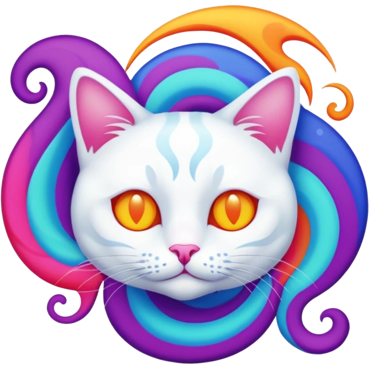 chat blanc psychedelique emoji