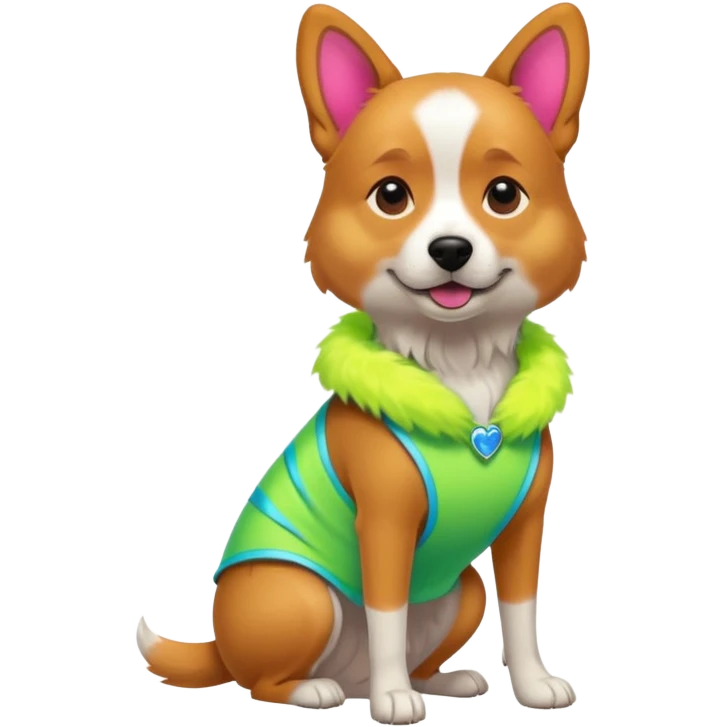 DOG wearring neon fashion dress emoji