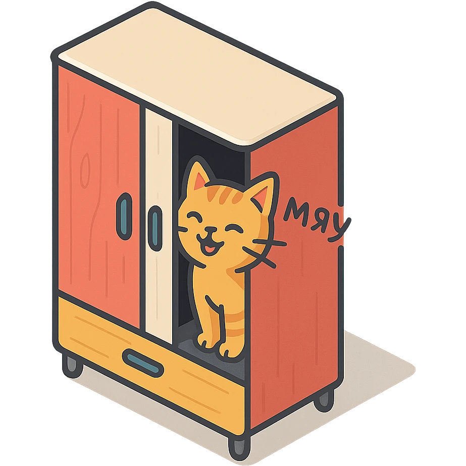 мяу звучит из шкафа для одежды emoji