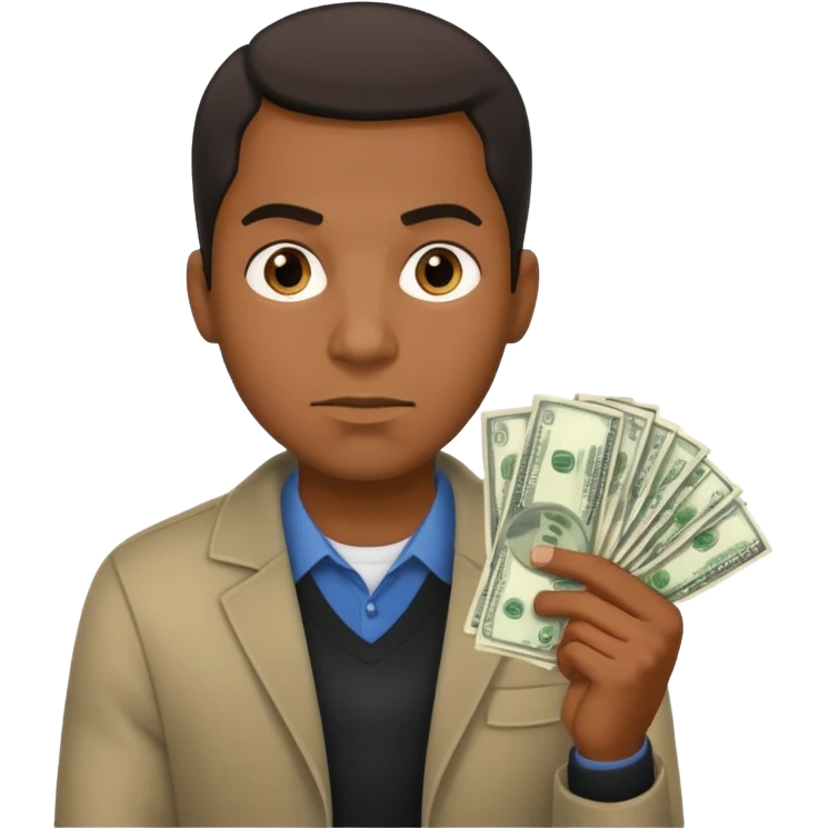 Black Man running with money emoji